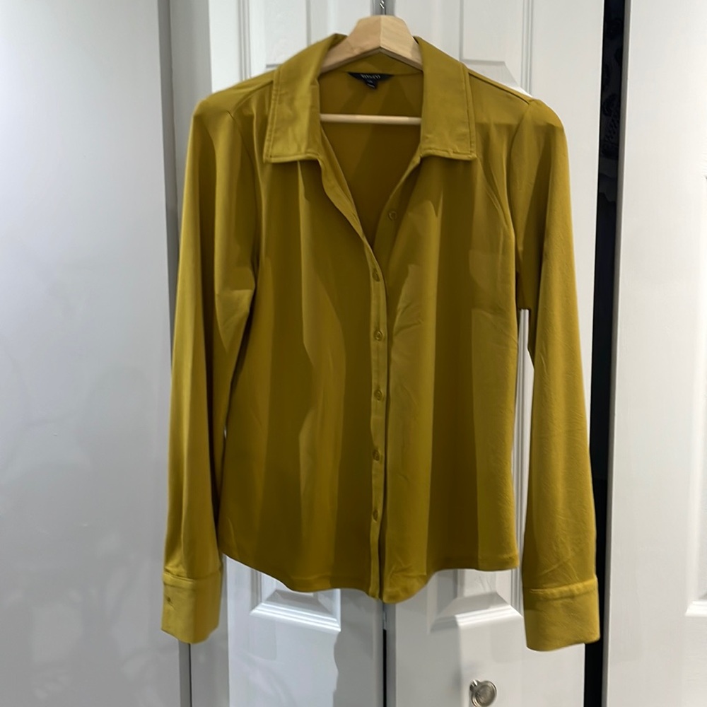 Mustard yellow button up blouse